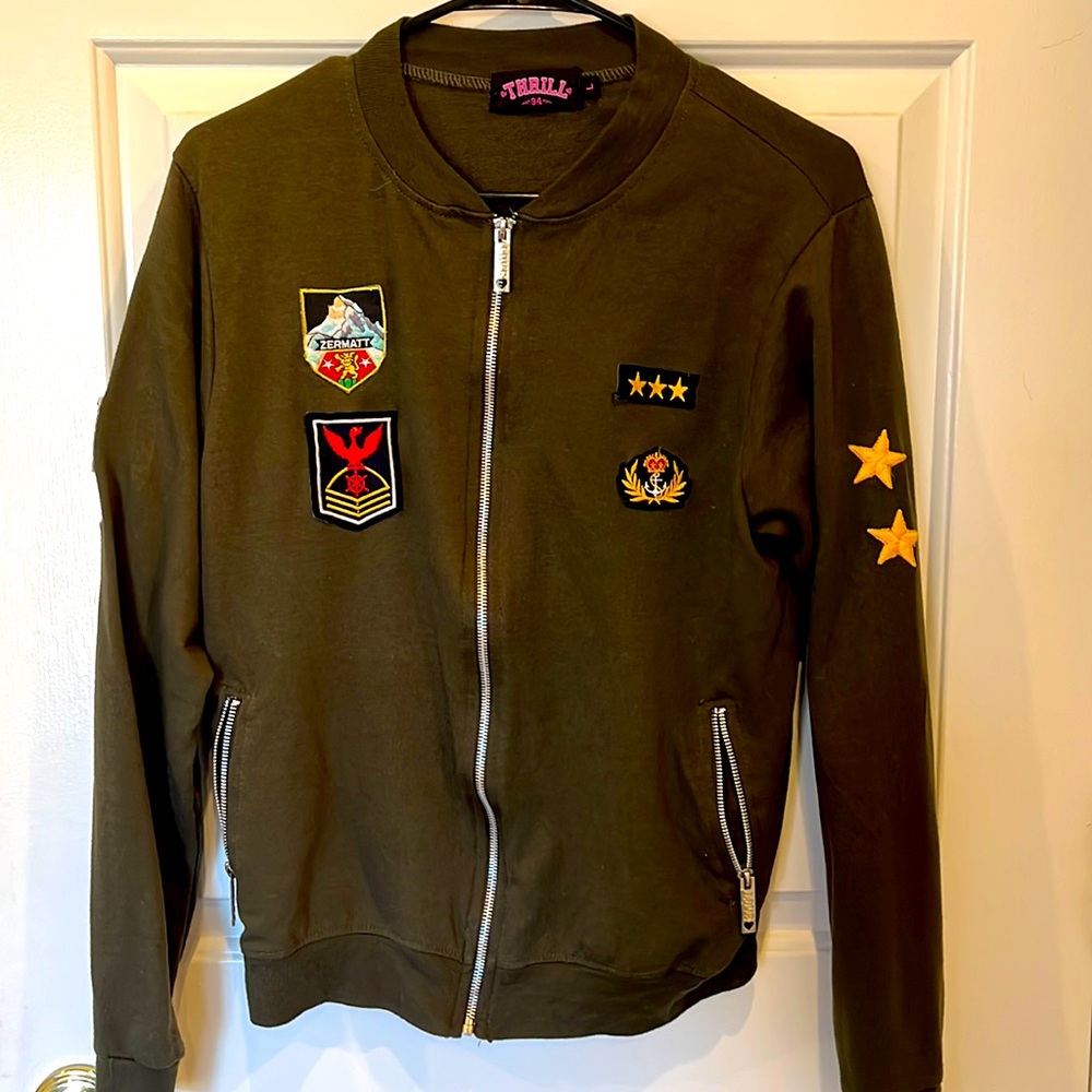 Womens Army green zip sweater.